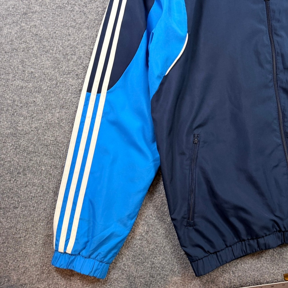 Adidas Track Jacket Mens Large Navy Blue Climalite Full Zip Mesh Lined 3-Stripe - Picture 12 of 13
